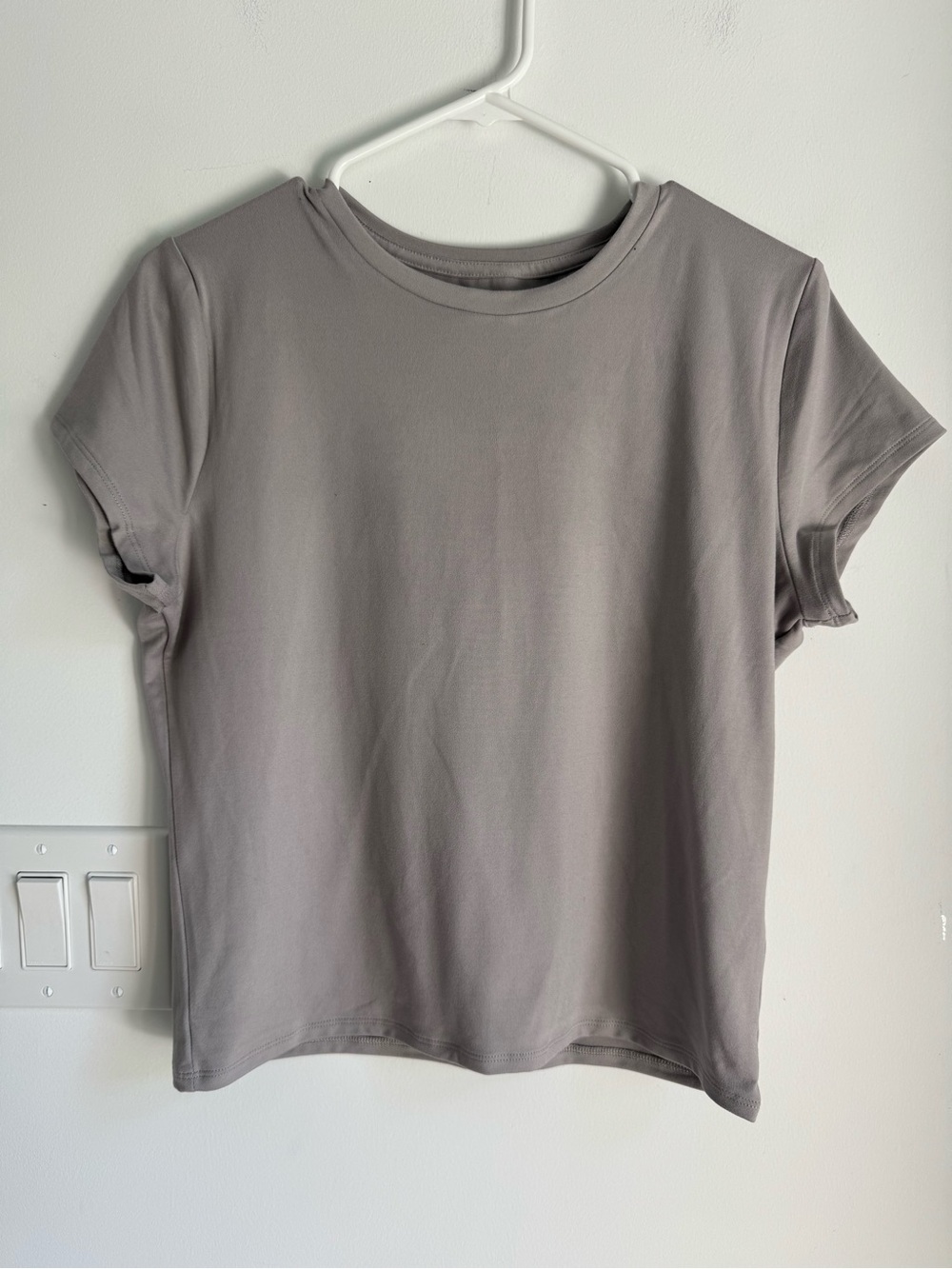 Hollister Gray Solid Crew Neck Short Sleeve Basic T-Shirt Size XL Long NEW